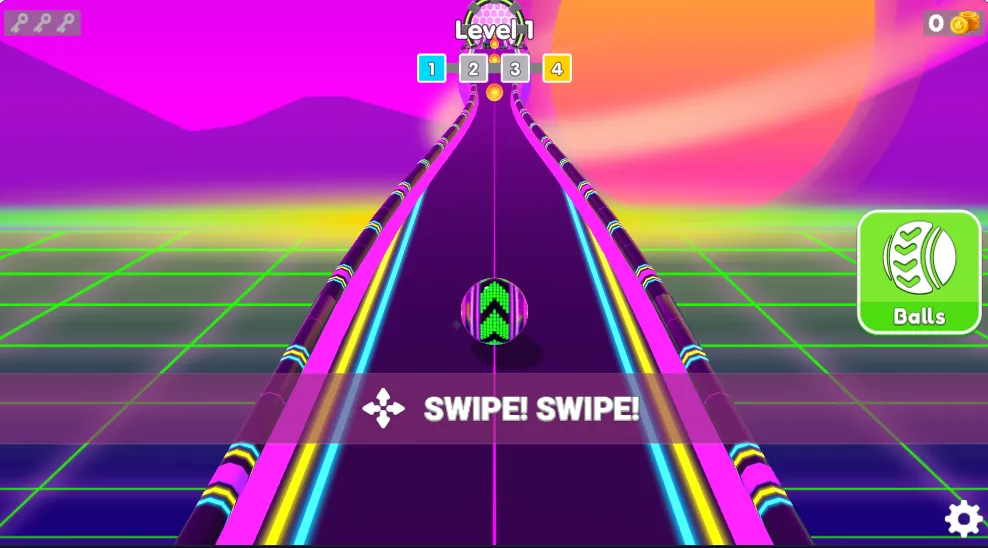 Ball Rolling gameplay screenshot 1 showing 음악 제작, 리듬 게임