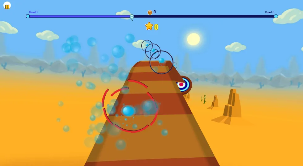 Desert Road gameplay screenshot 2 showing Ball Rolling, Desert