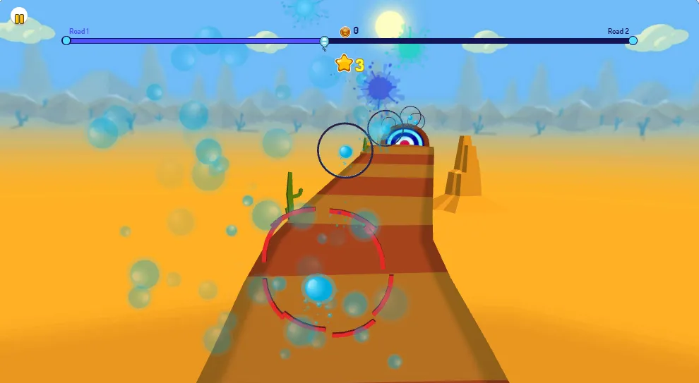 Desert Road gameplay screenshot 3 showing Ball Rolling, Desert