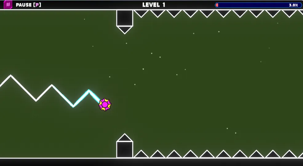 Geometry Vibes X-Ball gameplay screenshot 2 showing geometry, wave mode