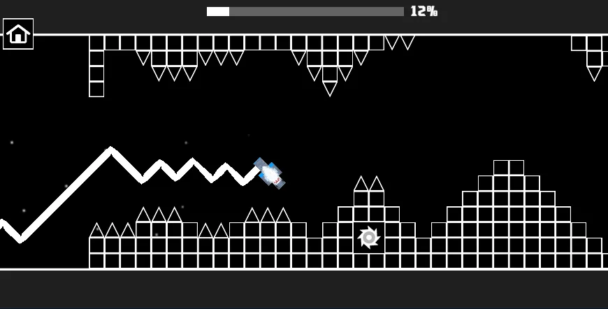 Italian Brainrot in Geometry Dash gameplay screenshot 3 showing geometry, wave mode
