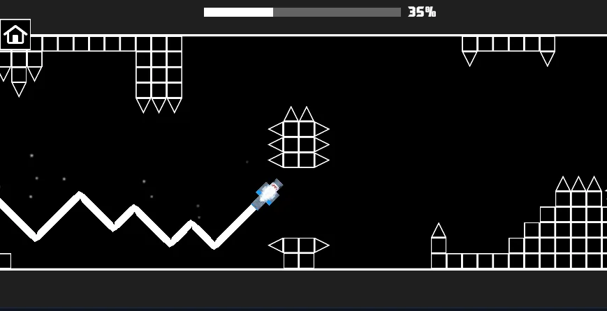 Italian Brainrot in Geometry Dash gameplay screenshot 4 showing geometry, wave mode