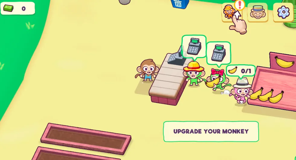 Monkey Mart gameplay screenshot 4 showing Management, Simulation