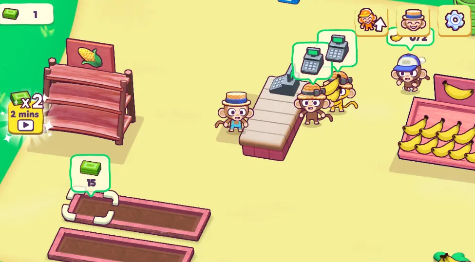 Monkey Mart gameplay screenshot 5 showing Management, Simulation