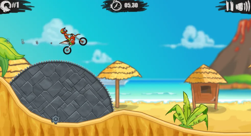 Moto X3M 3 gameplay screenshot 3 showing Moto, Stunt