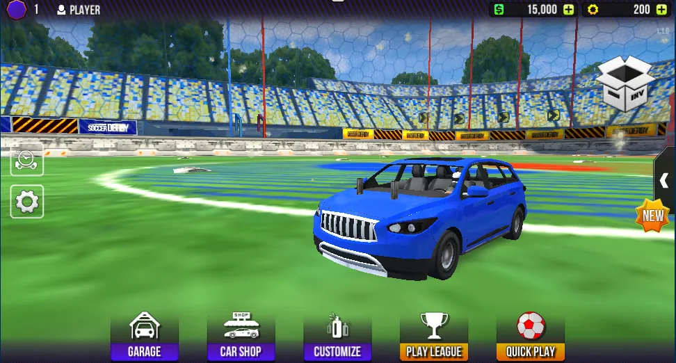 Rocket Soccer Derby gameplay screenshot 1 showing Soccer, Car