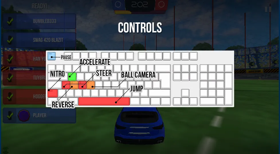 Rocket Soccer Derby gameplay screenshot 3 showing Soccer, Car