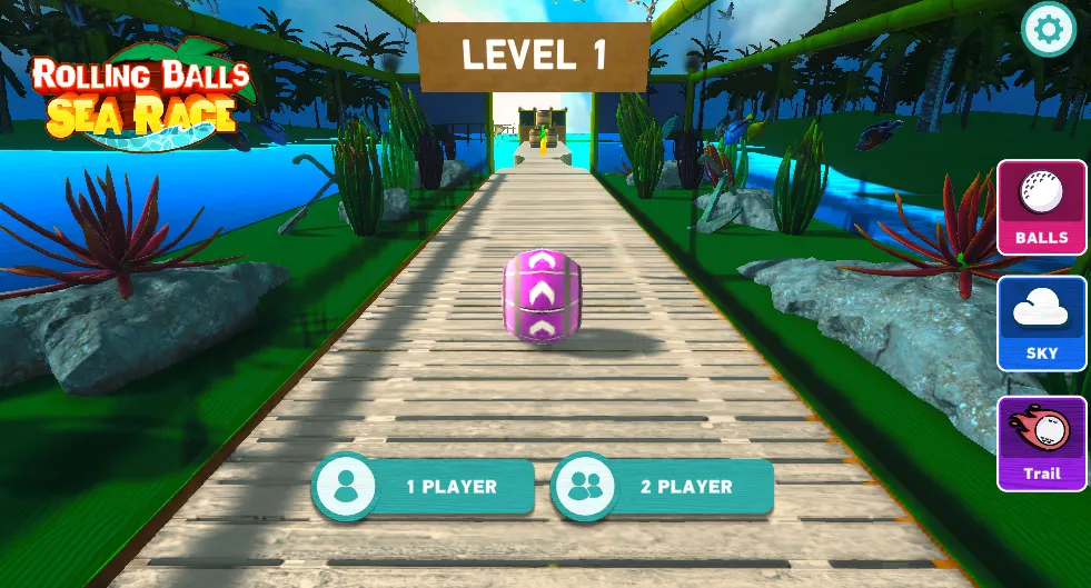 Rolling Balls Sea Race gameplay screenshot 2 showing Racing, 2 Player