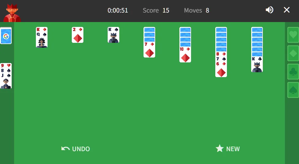 Solitaire gameplay screenshot 3 showing Card Game, Solitaire