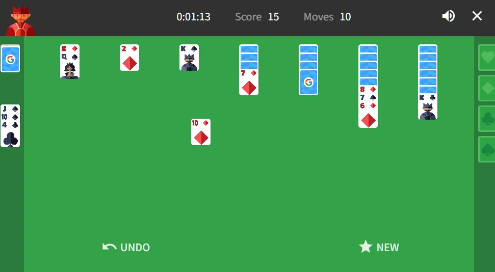 Solitaire gameplay screenshot 4 showing Card Game, Solitaire
