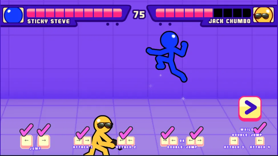 Stick Fighter gameplay screenshot 3 showing Fighting, 2 Players